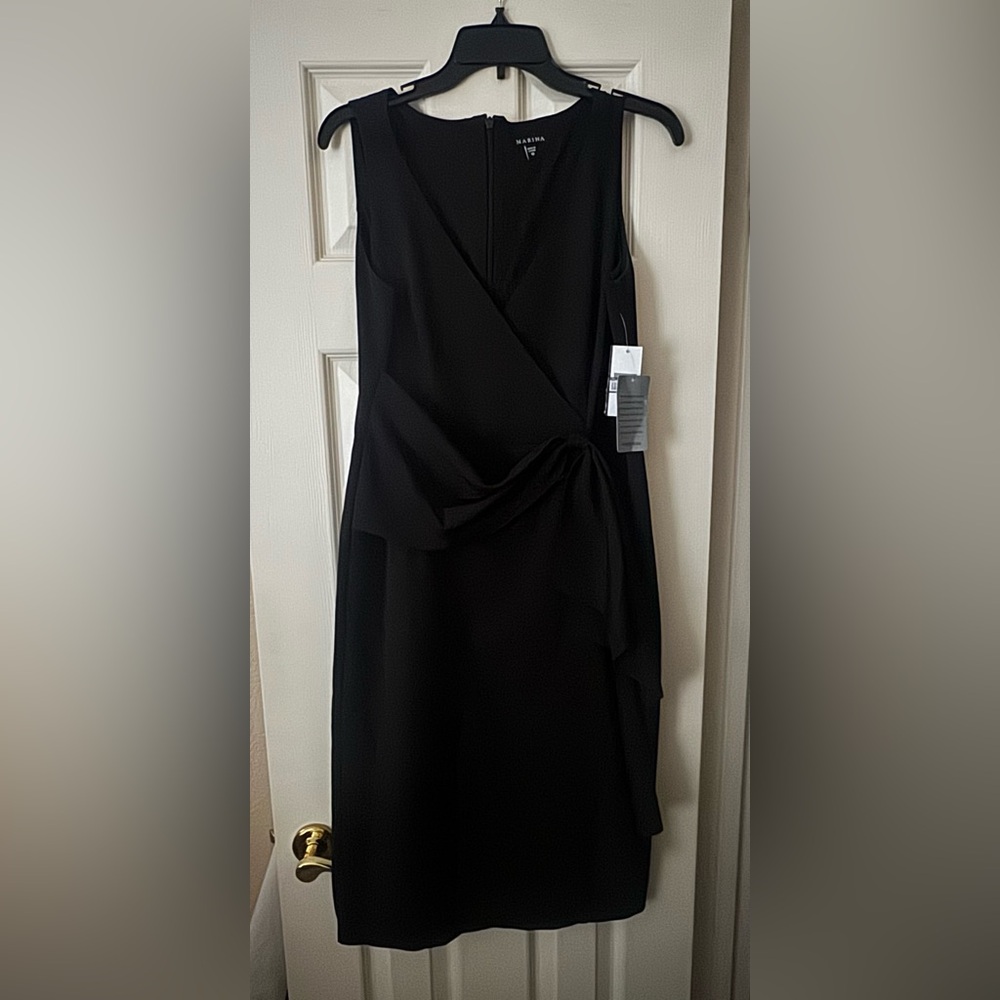 Marina Black V-neck sheath dress